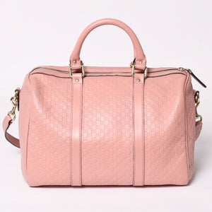 Very Good Condition GUCCI Gucci Shoulder Bag Mini Boston 2WAY Micro Gucci Shima Pink Shima Leather 449646 Used 4a003451
