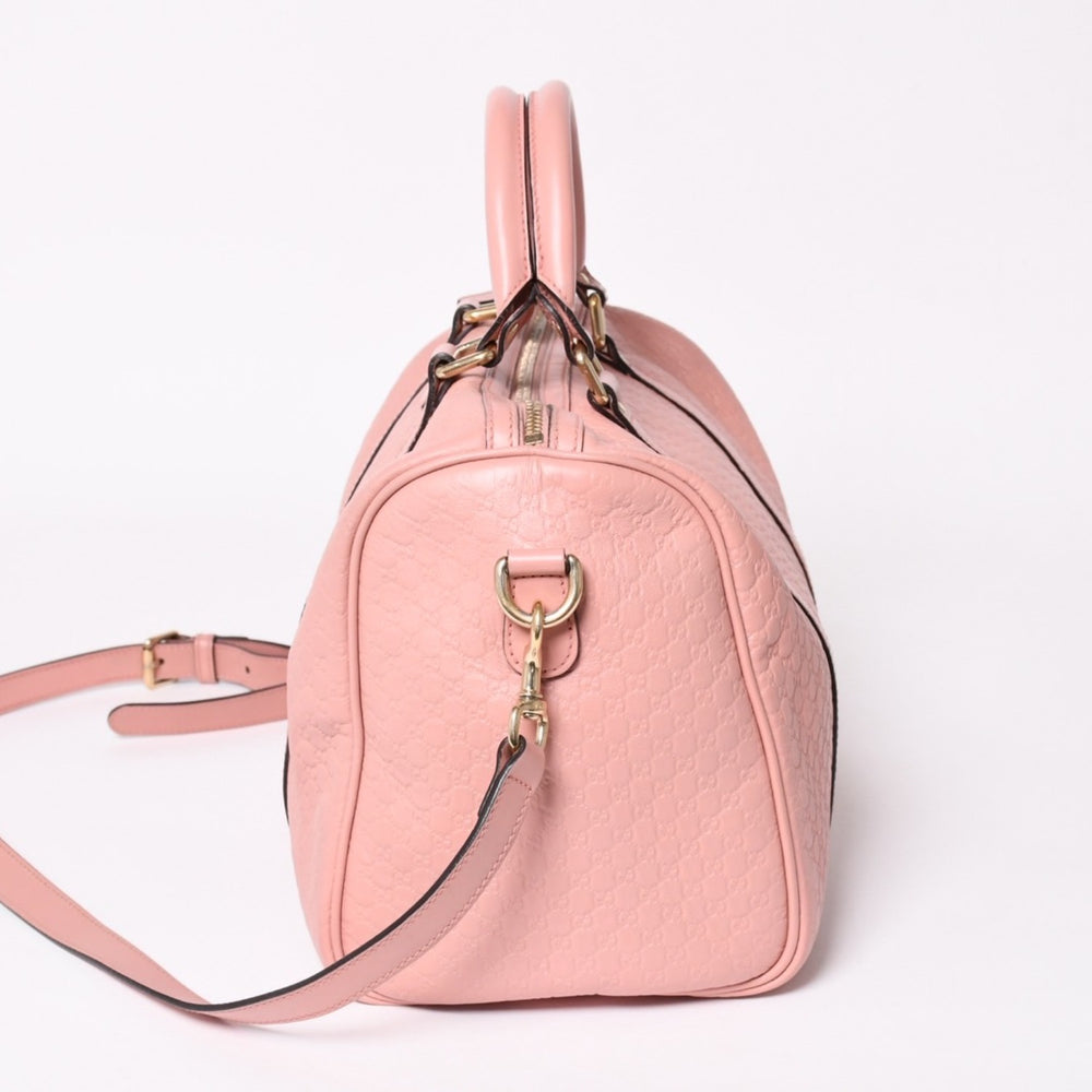 Very Good Condition GUCCI Gucci Shoulder Bag Mini Boston 2WAY Micro Gucci Shima Pink Shima Leather 449646 Used 4a003451