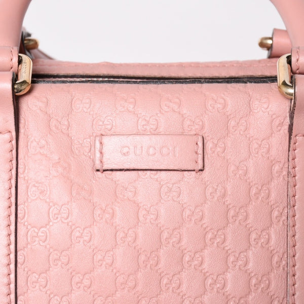 Very Good Condition GUCCI Gucci Shoulder Bag Mini Boston 2WAY Micro Gucci Shima Pink Shima Leather 449646 Used 4a003451
