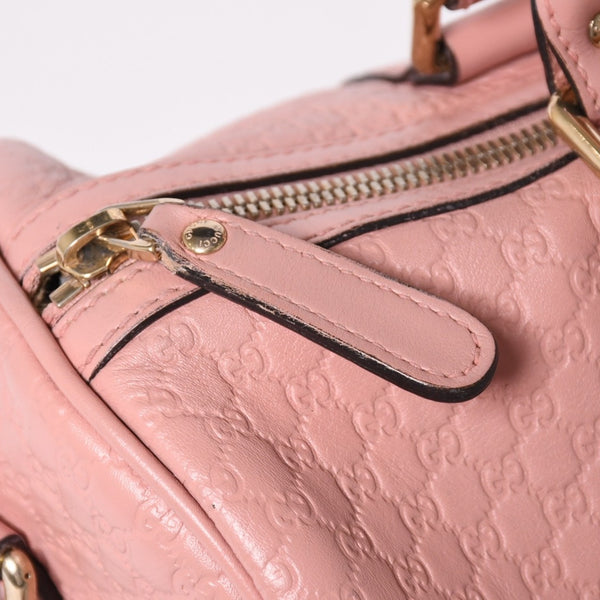 Very Good Condition GUCCI Gucci Shoulder Bag Mini Boston 2WAY Micro Gucci Shima Pink Shima Leather 449646 Used 4a003451