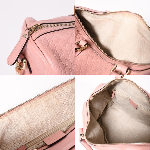 Very Good Condition GUCCI Gucci Shoulder Bag Mini Boston 2WAY Micro Gucci Shima Pink Shima Leather 449646 Used 4a003451