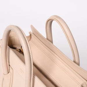 CELINE セリーヌ ハンドバッグ ショルダーバッグ ラゲージ ナノショッパー U-CU-0189 ベージュ ゴールド金具 美品 中古 4a003698