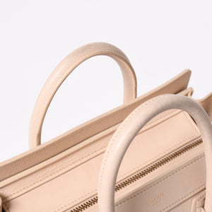 CELINE セリーヌ ハンドバッグ ショルダーバッグ ラゲージ ナノショッパー U-CU-0189 ベージュ ゴールド金具 美品 中古 4a003698