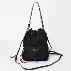 Very Good Condition PRADA 2WAY Bag Hand Bag Shoulder Bag Duet Bucket Bag Used 4a003700