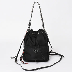 Very Good Condition PRADA 2WAY Bag Hand Bag Shoulder Bag Duet Bucket Bag Used 4a003700