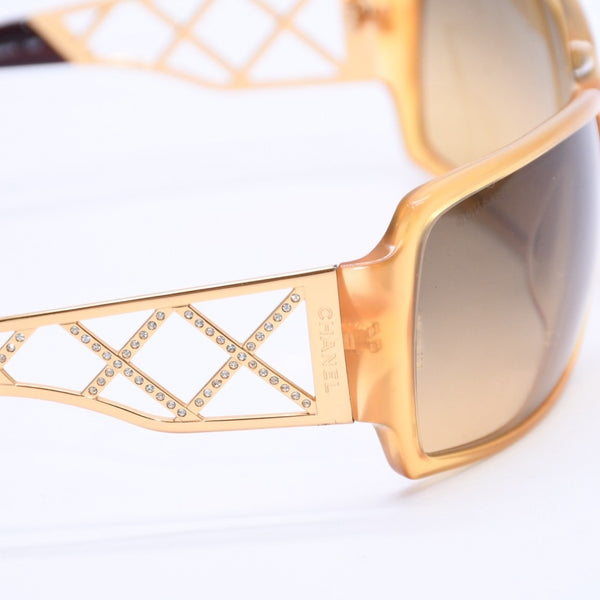 CHANEL シャネル サングラス アイウェア 5074-B c.791/18 サイズ62□15 120 ココマーク ラインストーン クリアイエロー 美品 中古 4a003733