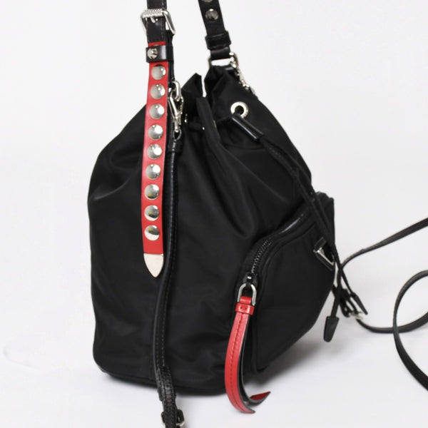 Very Good Condition PRADA 2WAY Bag Hand Bag Shoulder Bag Duet Bucket Bag Used 4a003700