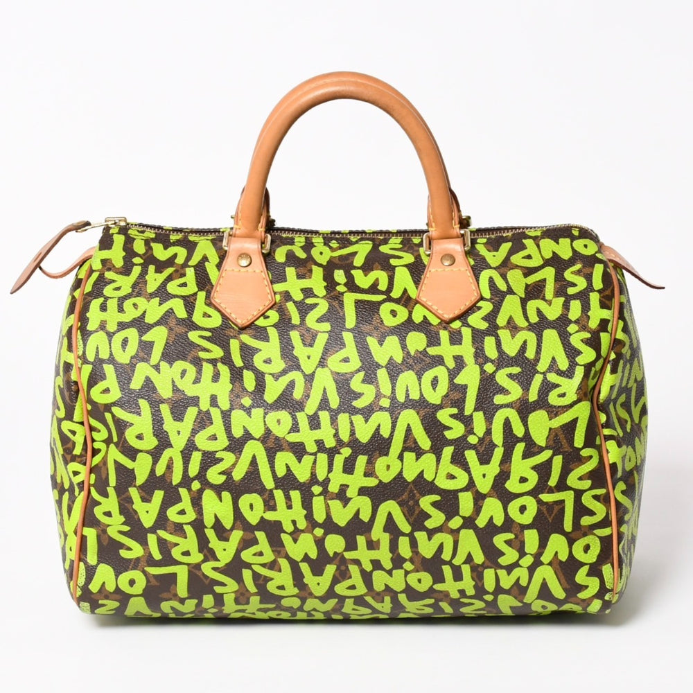 LOUIS VUITTON ルイヴィトン スピーディ30 ハンドバッグ モノグラムグラフィティ M93706 グリーン 美品 中古 4a003581