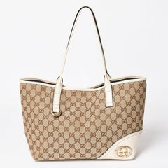 極美品 GUCCI グッチ トートバッグ ハンドバッグ GGキャンバス レザー ベージュ ブラウン 169946 ゴールド金具 中古 4a003703