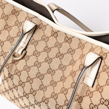 Load image into Gallery viewer, 極美品 GUCCI グッチ トートバッグ ハンドバッグ GGキャンバス レザー ベージュ ブラウン 169946 ゴールド金具 中古 4a003703