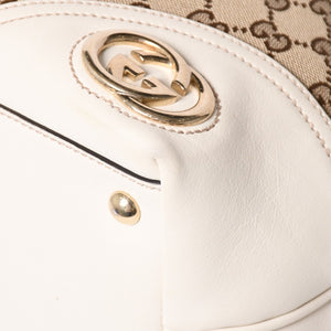 極美品 GUCCI グッチ トートバッグ ハンドバッグ GGキャンバス レザー ベージュ ブラウン 169946 ゴールド金具 中古 4a003703