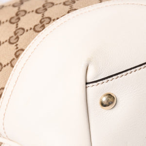 極美品 GUCCI グッチ トートバッグ ハンドバッグ GGキャンバス レザー ベージュ ブラウン 169946 ゴールド金具 中古 4a003703