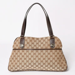 極美品 GUCCI グッチ GGキャンバス ショルダーバッグ ベージュ ブラウン ゴールド金具 163238 中古 4a003447