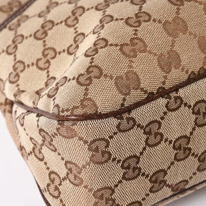 極美品 GUCCI グッチ GGキャンバス ショルダーバッグ ベージュ ブラウン ゴールド金具 163238 中古 4a003447