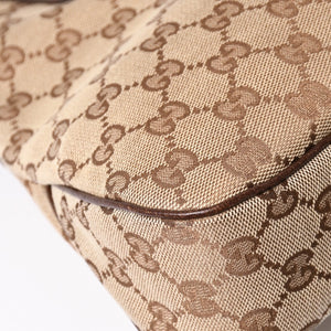 極美品 GUCCI グッチ GGキャンバス ショルダーバッグ ベージュ ブラウン ゴールド金具 163238 中古 4a003447