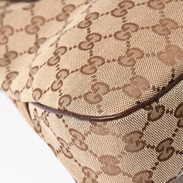 極美品 GUCCI グッチ GGキャンバス ショルダーバッグ ベージュ ブラウン ゴールド金具 163238 中古 4a003447