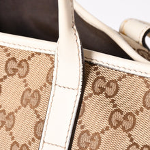Load image into Gallery viewer, 極美品 GUCCI グッチ トートバッグ ハンドバッグ GGキャンバス レザー ベージュ ブラウン 169946 ゴールド金具 中古 4a003703