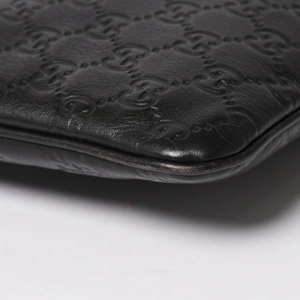 極美品 GUCCI グッチ ショルダーバッグ 201533 レザー グッチシマ ブラック ゴールド金具 中古 4a003707