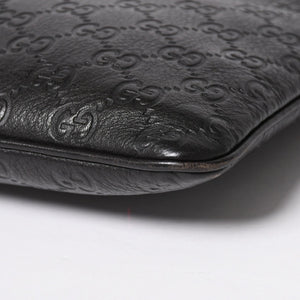 極美品 GUCCI グッチ ショルダーバッグ 201533 レザー グッチシマ ブラック ゴールド金具 中古 4a003707