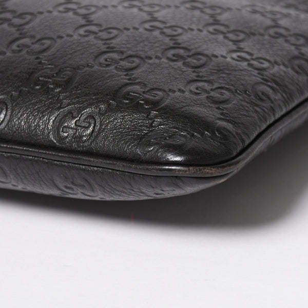 極美品 GUCCI グッチ ショルダーバッグ 201533 レザー グッチシマ ブラック ゴールド金具 中古 4a003707