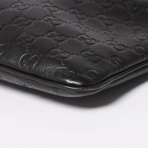 極美品 GUCCI グッチ ショルダーバッグ 201533 レザー グッチシマ ブラック ゴールド金具 中古 4a003707