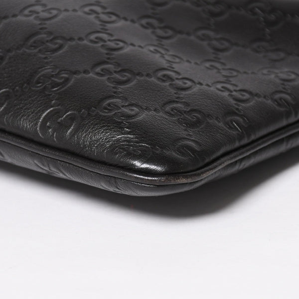 極美品 GUCCI グッチ ショルダーバッグ 201533 レザー グッチシマ ブラック ゴールド金具 中古 4a003707