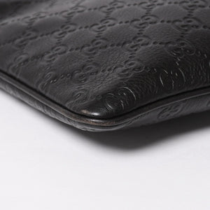 極美品 GUCCI グッチ ショルダーバッグ 201533 レザー グッチシマ ブラック ゴールド金具 中古 4a003707
