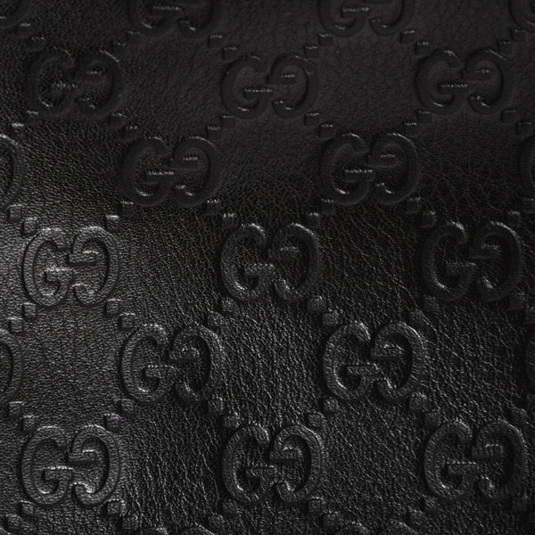 極美品 GUCCI グッチ ショルダーバッグ 201533 レザー グッチシマ ブラック ゴールド金具 中古 4a003707