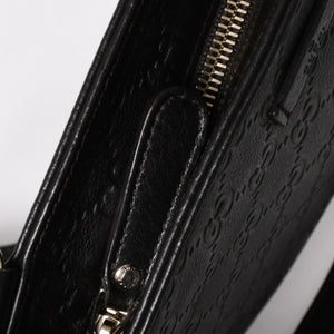 極美品 GUCCI グッチ ショルダーバッグ 201533 レザー グッチシマ ブラック ゴールド金具 中古 4a003707