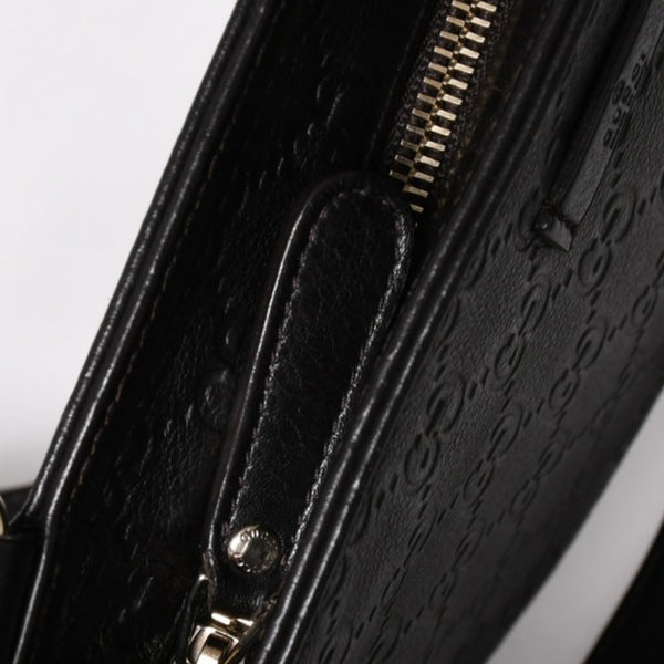 極美品 GUCCI グッチ ショルダーバッグ 201533 レザー グッチシマ ブラック ゴールド金具 中古 4a003707