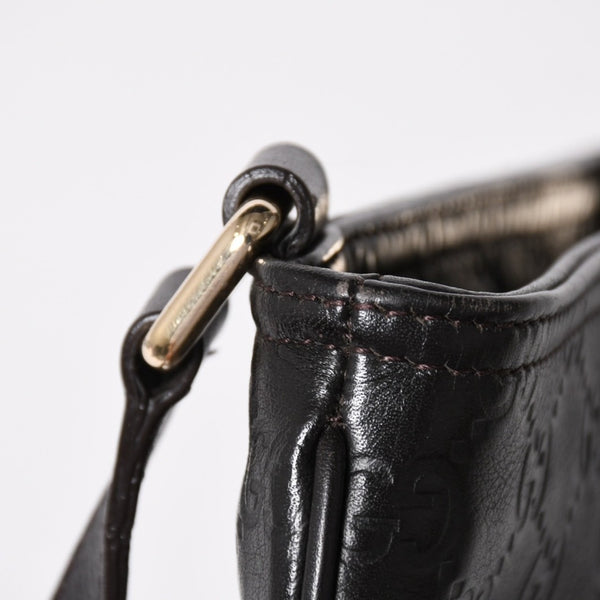 極美品 GUCCI グッチ ショルダーバッグ 201533 レザー グッチシマ ブラック ゴールド金具 中古 4a003707