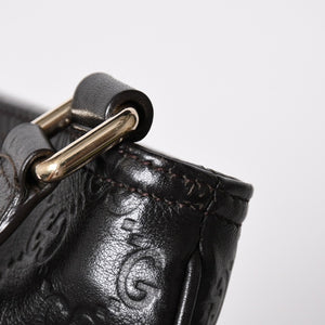 極美品 GUCCI グッチ ショルダーバッグ 201533 レザー グッチシマ ブラック ゴールド金具 中古 4a003707