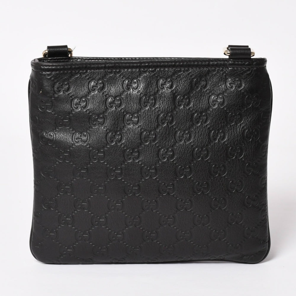 極美品 GUCCI グッチ ショルダーバッグ 201533 レザー グッチシマ ブラック ゴールド金具 中古 4a003707