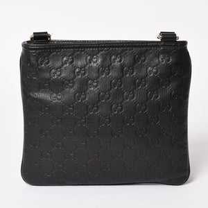 極美品 GUCCI グッチ ショルダーバッグ 201533 レザー グッチシマ ブラック ゴールド金具 中古 4a003707
