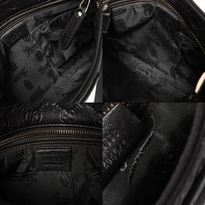 極美品 GUCCI グッチ ショルダーバッグ 201533 レザー グッチシマ ブラック ゴールド金具 中古 4a003707