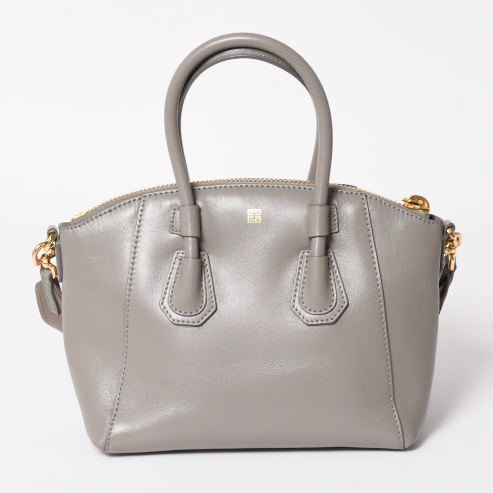 極美品 GIVENCHY ジバンシー アンティゴナ スポーツミニ ハンドバッグ レザー GA L 0262 グレー 中古 4a003456