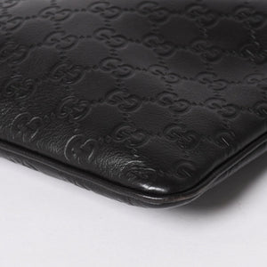 極美品 GUCCI グッチ ショルダーバッグ 201533 レザー グッチシマ ブラック ゴールド金具 中古 4a003707