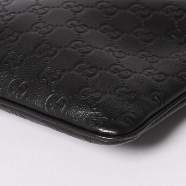 極美品 GUCCI グッチ ショルダーバッグ 201533 レザー グッチシマ ブラック ゴールド金具 中古 4a003707