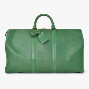 LOUIS VUITTON ルイヴィトン キーポル50 ボストンバッグ M42964 ボルネオグリーン エピレザー ゴールド金具 美品 中古 4a003714