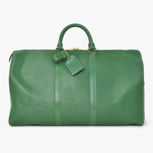 画像をギャラリービューアに読み込む, LOUIS VUITTON ルイヴィトン キーポル50 ボストンバッグ M42964 ボルネオグリーン エピレザー ゴールド金具 美品 中古 4a003714
