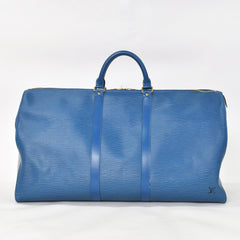 LOUIS VUITTON ルイヴィトン エピ キーポル55 ボストンバッグ レザー ブルー エピレザー M42955 ロゴ 美品 中古 4a003673