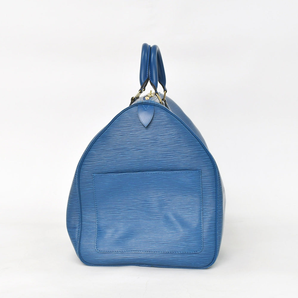 LOUIS VUITTON ルイヴィトン エピ キーポル55 ボストンバッグ レザー ブルー エピレザー M42955 ロゴ 美品 中古 4a003673