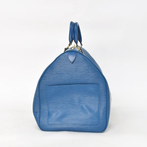 LOUIS VUITTON ルイヴィトン エピ キーポル55 ボストンバッグ レザー ブルー エピレザー M42955 ロゴ 美品 中古 4a003673
