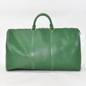 LOUIS VUITTON ルイヴィトン キーポル50 ボストンバッグ M42964 ボルネオグリーン エピレザー ゴールド金具 美品 中古 4a003714