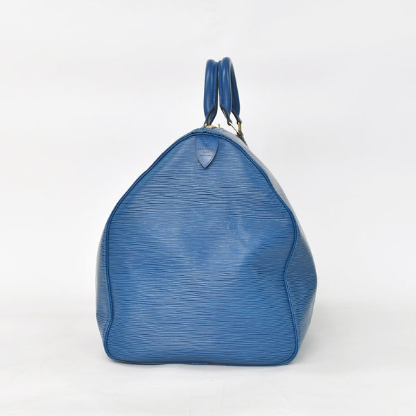 LOUIS VUITTON ルイヴィトン エピ キーポル55 ボストンバッグ レザー ブルー エピレザー M42955 ロゴ 美品 中古 4a003673