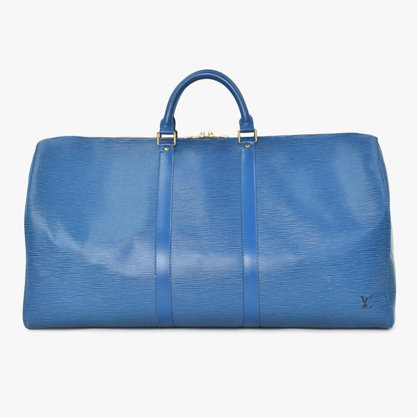 LOUIS VUITTON ルイヴィトン エピ キーポル55 ボストンバッグ レザー ブルー エピレザー M42955 ロゴ 美品 中古 4a003673