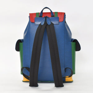 Very good condition LOUIS VUITTON Epi Christopher PM M55565 Rucksack Blue Red Green Used 4a003562