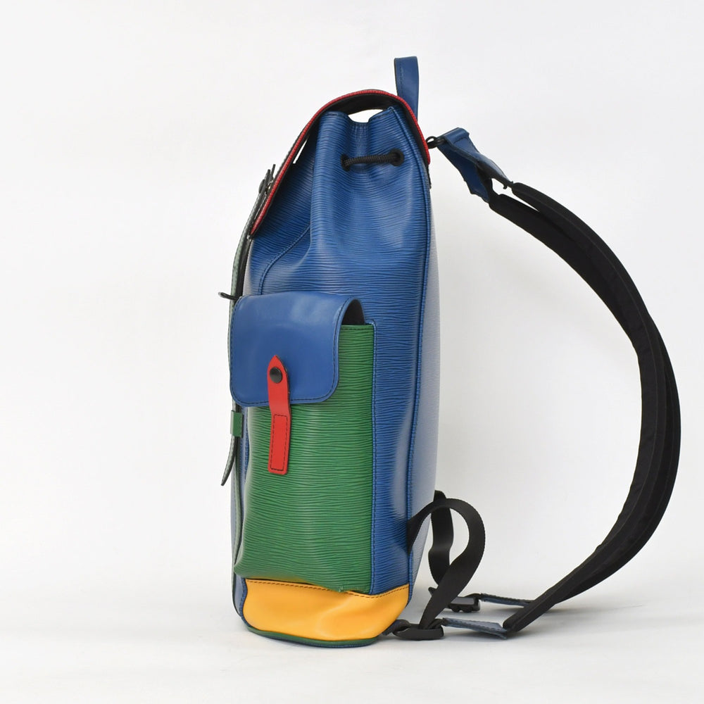 Very good condition LOUIS VUITTON Epi Christopher PM M55565 Rucksack Blue Red Green Used 4a003562