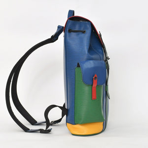 Very good condition LOUIS VUITTON Epi Christopher PM M55565 Rucksack Blue Red Green Used 4a003562