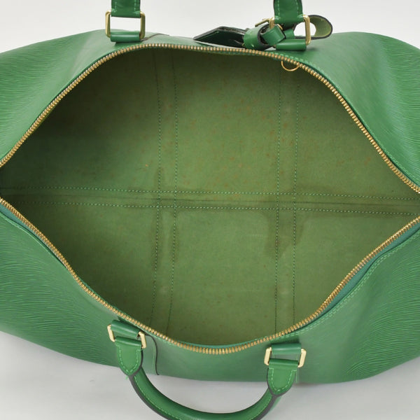 LOUIS VUITTON ルイヴィトン キーポル50 ボストンバッグ M42964 ボルネオグリーン エピレザー ゴールド金具 美品 中古 4a003714